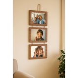 Studyo Plus İzmir Ahsap 3'lü 15x21 Cm İpli Fotograf çerçevesi yatay Kemençe Renk