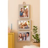Studyo Plus İzmir Ahşap 3’lü İpli 15x21 cm Fotoğraf Çerçevesi Vizon