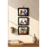 Studyo Plus İzmir Ahşap 3’lü İpli 15x21 cm Fotoğraf Çerçevesi Yatay Siyah Renk