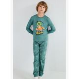 Stumble Guys Baskılı Bisiklet Yaka Uzun Kollu Üst Elastik Bel Alt 2'li Pijama Takımı Erkek Çocuk