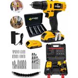 Sturdy 128VF 3700MAH Lion Çift Akülü Darbeli Turbo Şarjlı vidalama Matkap 27 Parca Setli + Bozulmuş Vida Sökme Setli