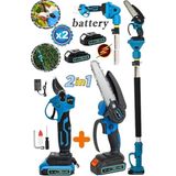 Sturdy 21 V 2,2 Metre Teleskopik Uzatma Akülü Bağ Dal Budama Testeresi ve Dal Kesme Makası Makinesi
