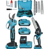 Sturdy 2'li Set 21V 1.3AH Çift Akülü Çelik Şanzıman Şarjlı Dal Budama & Testeresi Yenı Serı 15CM