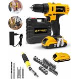 Sturdy 42VF 5A Çift Akülü X-Specific Vidalama 39 Parça Set Matkap