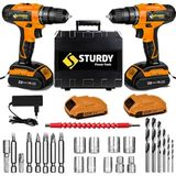Sturdy 56V 4AH Metal ŞanzımanlıYeni Seri Setli Darbeli Li-Ion Çift Akülü Matkap 27 Parca Setli