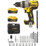 Sturdy 58 V 5 Ah 13 mm 10 Pilli Çelik Mandren Darbeli Çift Akülü Vidalama Metal Şanzuman Şarjlı Matkap Setli