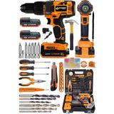 Sturdy 58 V 8 Ah Darbesiz Lion Çift Akülü Metal Şanzıman Turbo Şarjlı 100 Pcs Set Kargaburun Tornavida Lokma Setli