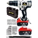 Sturdy 58V 6AH Metal Sanzumanlı Setli Li-ion Çift Akülü Şarjlı Matkap 27 Parca Setli