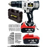Sturdy Express Seri 58 V 6 Ah Lion Çift Akülü Şarjlı 27 Parça Vidalama Matkap
