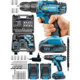 Sturdy Japon Technology 58 V 8 Ah Q-R-P Seri Metal Şanzuman Şarjlı 27 Parça Çift Akülü Matkap