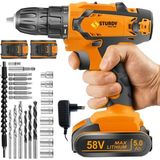 Sturdy Japon Technology 58V 8AH M-2 Metal Şanzıman Şarjlı Çift Akülü Vidalama 27PRÇ Uç Setli