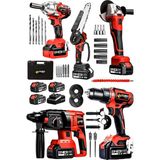 Sturdy Mega 5 Li Set Kömürsüz Motor Akülü Spiral Somun Sıkma Kırıcı Delici Dal Budama Testere ve Matkap