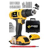 Sturdy New Model 58 V 6 Ah Lion Çift Akülü Darbeli Turbo Şarjlı 27 Parça Vidalama Matkap