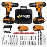 Sturdy Power Tools 52 V 6.0 Amper Cheers Seri Darbeli Çift Akülü 27 Parça Uç Şarjlı Vidalama Matkap