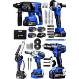 Sturdy Usta Seti Kömürsüz Akülü 5li Set 2-26 Şarjlı Hilti -Taşlama-Şarjlı Somun Sıkma -ŞARZLI Darbeli Matkap -Dal Budama Testere 3 Akülü