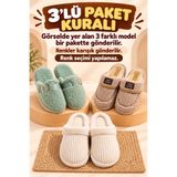 StWenn 3’lü Avantajlı Paket Kışlık Peluş Desenli Sessiz Ortopedik Taban Çeyiz Misafir Ev Terliği Set