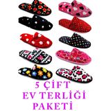 StWenn 5'li Paket Kadın Kadın Terlik Misafir Terliği Ev Terliği Çeyiz Bohça Paketi