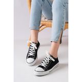 Stwenn Uzun Unisex Keten Ayakkabı Spor Ayakkabı Günlük Sneakers - Black