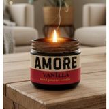 Stworkshop Amore: Özel Dekoratif Tasarım Vanilya Kokulu Mum, 250 gr Doğal Vegan Soya Wax Mumu. Ahşap fitil Uzun yanma süresi. - 1 Adet