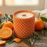 Stworkshop Bodrum Mandalinası Kokulu Dekoratif mum, Bohem El Yapımı Doğal Vegan Soya Wax Mumu, Ahşap Fitil, (250 Gr) 🍊 - 1 Adet