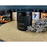 Stworkshop Lavender: Hediyelik Özel Tasarım Lavanta Kokulu Mum, Amber Renk Kavanoz Büyük Kokulu Mum 100% Vegan Soya Wax Mumu Naturel El Yapımı - 1 Adet