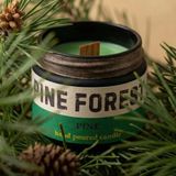 Stworkshop Pine Forest Dekoratif mum : Özel Tasarım Kavanoz Mum Çam Kokulu 250GR Doğal Vegan Soya Wax Mumu- Ahşap Fitil. - 1 Adet