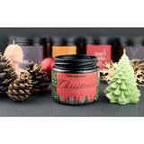 Stworshop Christmas Pine: Hediyelik Siyah Özel Tasarım Kavanozda Çam Kokulu Mum ve Çam Figürü! 100%VEGAN Soya Wax 300GR Kavanoz 8cm Çam Figürü - 1 Adet