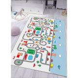 STY Home Gri Araba Yollu Trafik Yıkanabilir Kaymaz Taban bebek Ve Çocuk Odası Halısı matı