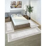 Sty Home Gri Dijital Baskılı 3 'Lü Yatak Odası Halısı Yolluk Takımı 80X150 2 Adet 80X300 1 Adet 13