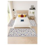 Sty Home Gri Dijital Baskılı 3 'Lü Yatak Odası Halısı Yolluk Takımı 80X150 2 Adet 80X300 1 Adet 16