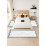 Sty Home Gri Dijital Baskılı 3 'Lü Yatak Odası Halısı Yolluk Takımı 80X150 2 Adet 80X300 1 Adet 28