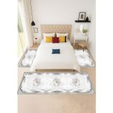 Sty Home Gri Dijital Baskılı 3 'Lü Yatak Odası Halısı Yolluk Takımı 80X150 2 Adet 80X300 1 Adet 30