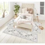 Sty Home Gri Dijital Baskılı 3 'Lü Yatak Odası Halısı Yolluk Takımı 80X150 2 Adet 80X300 1 Adet