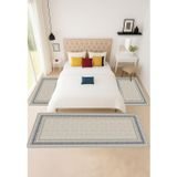 Sty Home Gri Mavi Dijital Baskılı 3 'Lü Yatak Odası Halısı Yolluk Takımı 80X150 2 Adet 80X300 1 Adet 29