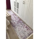 Sty Home Gri Mürdüm Dijital Baskı Halı Kaymaz Tabanlı Yıkanabilir Halı Yolluk Salon Halısı