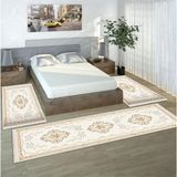 Sty Home Krem Çicekli Dijital Baskılı 3 'Lü Yatak Odası Halısı Yolluk Takımı 80X150 2 Adet 80X300 1 Adet 14