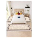 Sty Home Krem Dijital Baskılı 3 'Lü Yatak Odası Halısı Yolluk Takımı 80X150 2 Adet 80X300 1 Adet 27