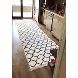 Sty Home Kupa Kaymaz Tabanlı Yıkanabilir Halı Kilim Yolluk Beyaz Siyah