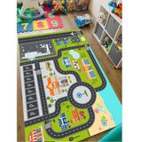 STY Home Otoparklı Yol Çocuk Halısı Yıkanabilir Kaymaz Taban Bebek ve Çocuk Odası Halısı Matı - Gri - 180 x 280 cm