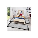 Sty Home Siyah Dijital Baskılı 3 'Lü Yatak Odası Halısı Yolluk Takımı 80X150 2 Adet 80X300 1 Adet