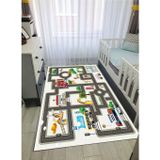 STY Home Trafik Yollu Çoçuk Kaymaz Taban Makinede Yıkanabilir Halı Eğitici Bebek Oyun Matı Oyun Halısı