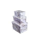 Style Box Marble Desenli 3 Parça Dekoratif Saklama Kutusu Seti