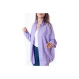 Style Oversize Uzun Keten Gömlek Lila