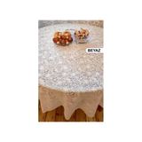 Style Yuvarlak Dantel Görünümlü Pvc Muşamba Mutfak Masa Örtüsü Sıvı Geçirmez Silinebilir / Ebat: 152 cm .beyaz - 152 x 152 cm