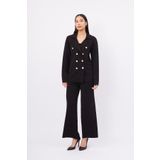 Styleboom X Peraluna KATHERINE BLAZER Çelik Örgü Klasik Kesim Düğmeli Blazer Kadın Triko Ceket - Siyah
