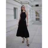 Styleboom x Peraluna Vıvıen Skırt Düğme Detaylı Diz Altı Kloş Kadın Triko Etek - Siyah - XL