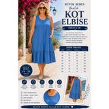 STYLENEST Büyük Beden Kadın Kolsuz Yazlık Kot Elbise 42-54 Beden Yazlık Salaş Denim Elbise Cepli Rahat Kesim Günlük Elbise