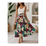 STYLENEST Çiçek Desenli Maxi Etek – Yüksek Bel Akışkan Yazlık Kadın Etek
