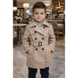 STYLENEST Erkek Çocuk Içi Pamuk Astarlı Taş Rengi Trençkot Yağmurluk