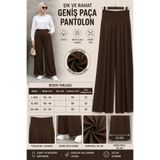 STYLENEST Kadın Kahverengi Vıskon Etek Pantolon – Rahat Geniş Paça Büyük Beden